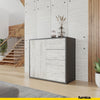 CAMILLE - Skříň s dvěma dveřmi a dvěma šuplíky s funkcí push to open - antracit / bílá borovice H74cm W80cm D36cm