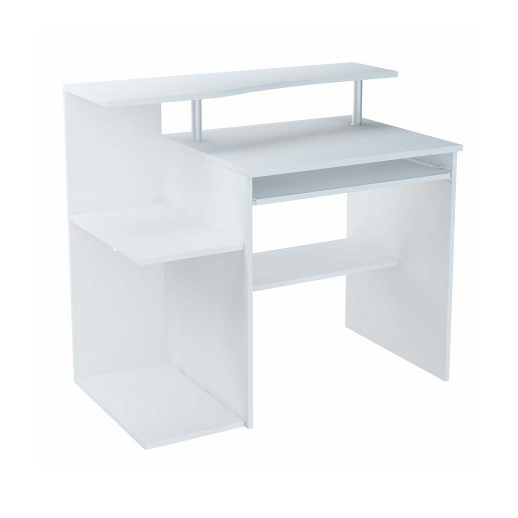 MARIO - Počítačový stůl s výsuvnou klávesnicí - Bílý matný H91cm Š100cm D58cm