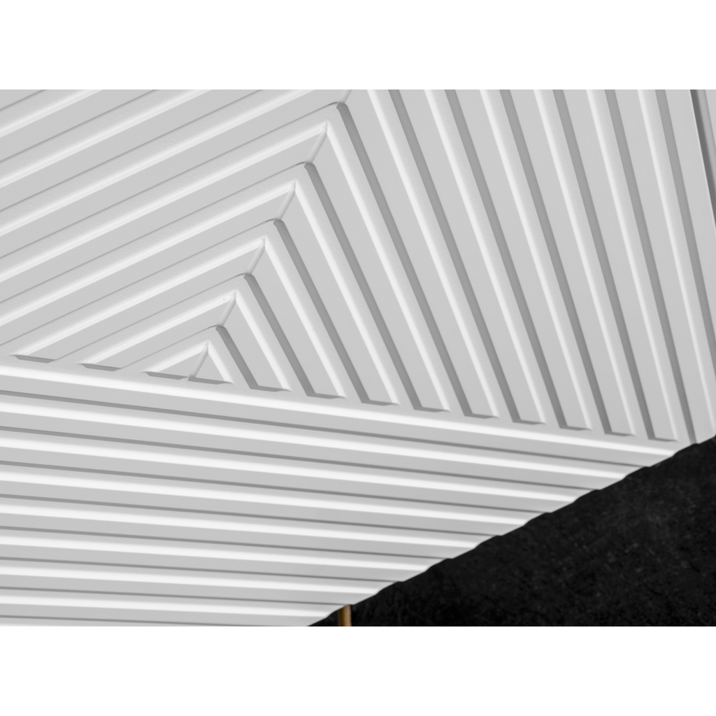 PYRAMIDA - Kredenc s předními/dveřními panely z 3D frézovaného MDF - Matně bílá