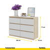 GABRIEL - Komoda se 6 šuplíky - Skříň na oblečení do ložnice - Sonoma dub / bílá H71cm Š100cm D33cm