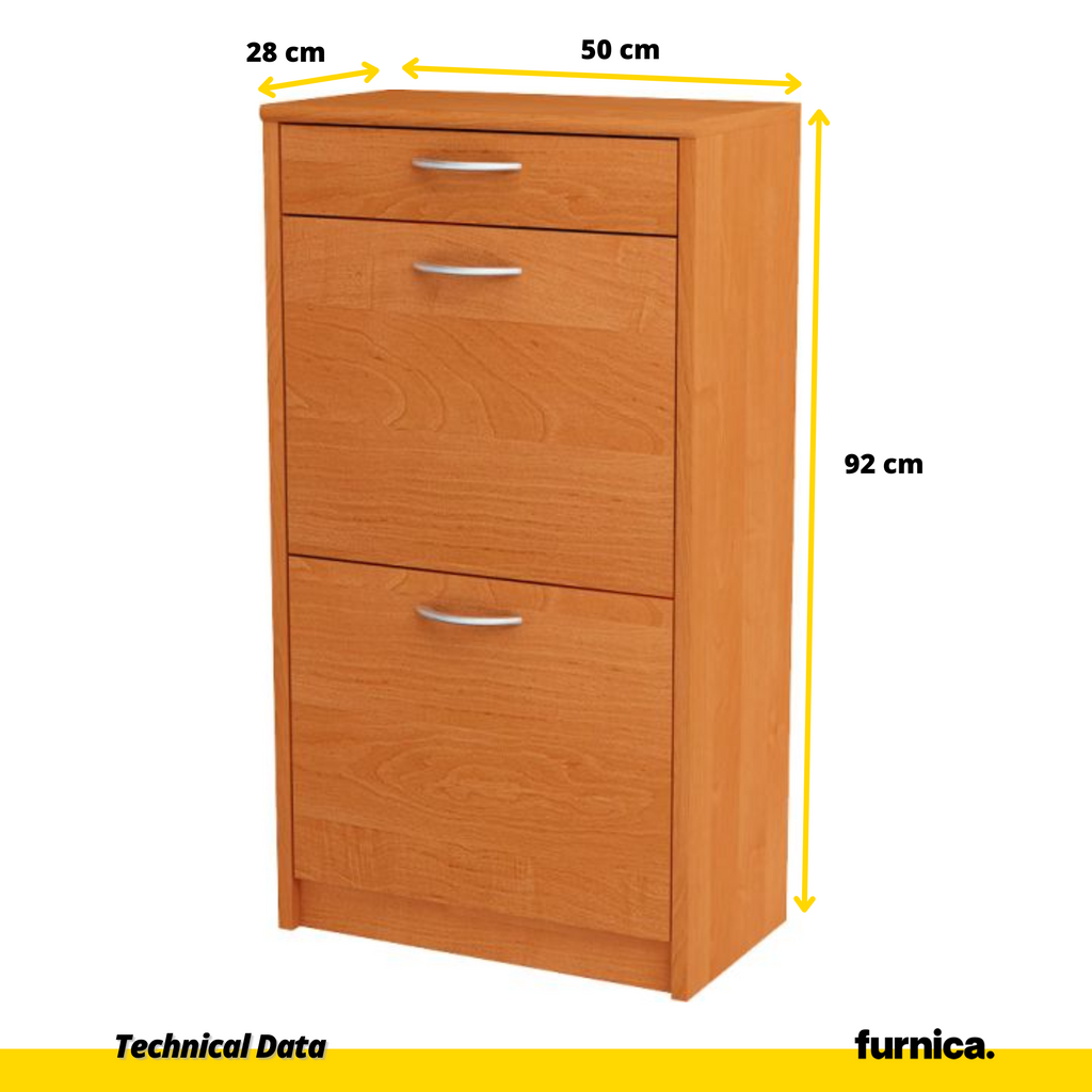 JULIA - Botník na boty s 1 šuplíkem a 2 úložnými patry - Olše V92cm Š50cm H28cm