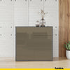CAMILLE - Skříň s dvěma dveřmi a dvěma šuplíky s funkcí push to open - antracit / cappuccino lesk H74cm W80cm D36cm