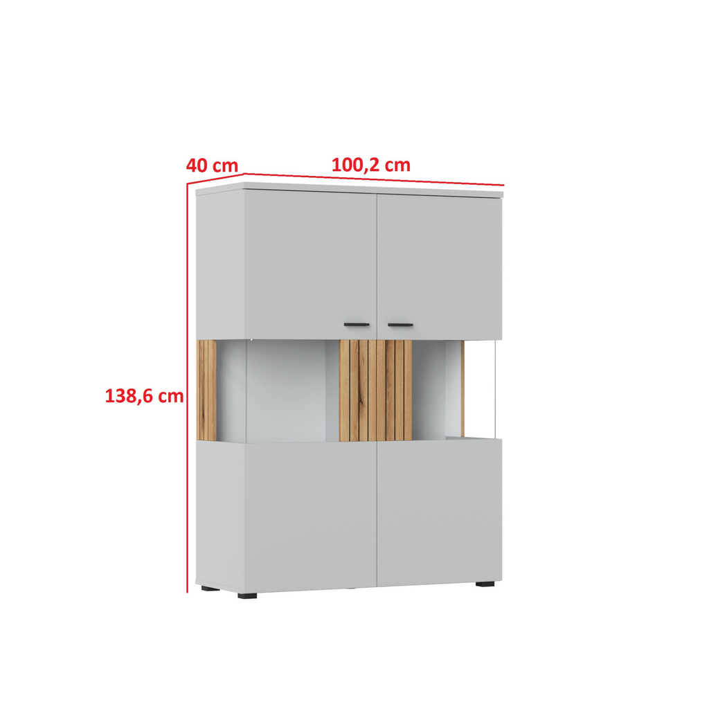 VERO - Sada nábytku do obývacího pokoje - Popelově šedá / Pobřežní dub Evoke