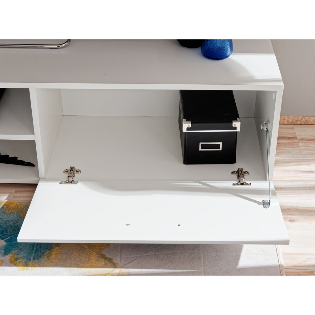 Stěnná jednotka LAUREN II - sada nábytku do obývacího pokoje - bílý mat / bílý lesk