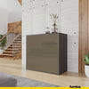 CAMILLE - Skříň s dvěma dveřmi a dvěma šuplíky s funkcí push to open - antracit / cappuccino lesk H74cm W80cm D36cm