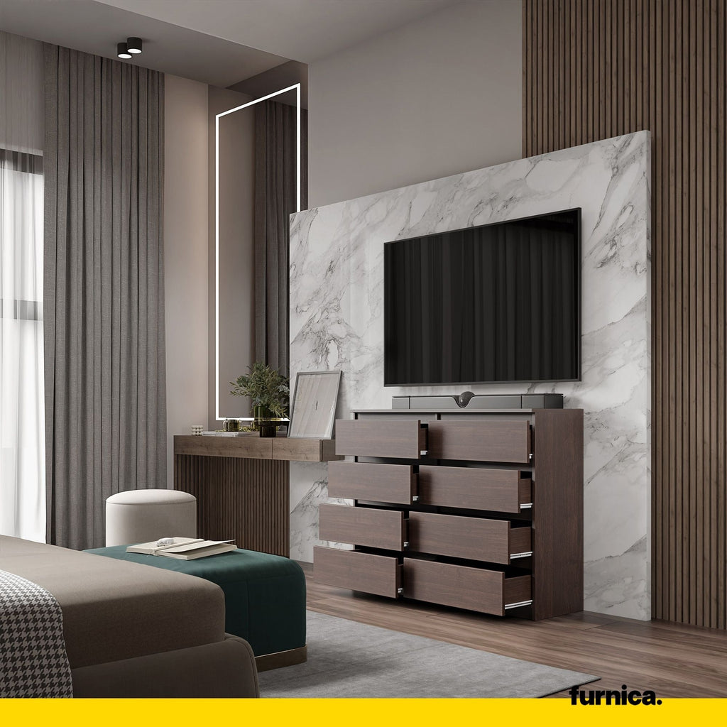 GABRIEL - Komoda se 8 šuplíky - Skříň na oblečení do ložnice - Wenge - V92cm Š120cm H33cm