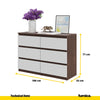 GABRIEL - Komoda se 6 šuplíky - Skříň na oblečení do ložnice - Wenge / Matně bílá - Výška 71 cm, šířka 100 cm, hloubka 33 cm.