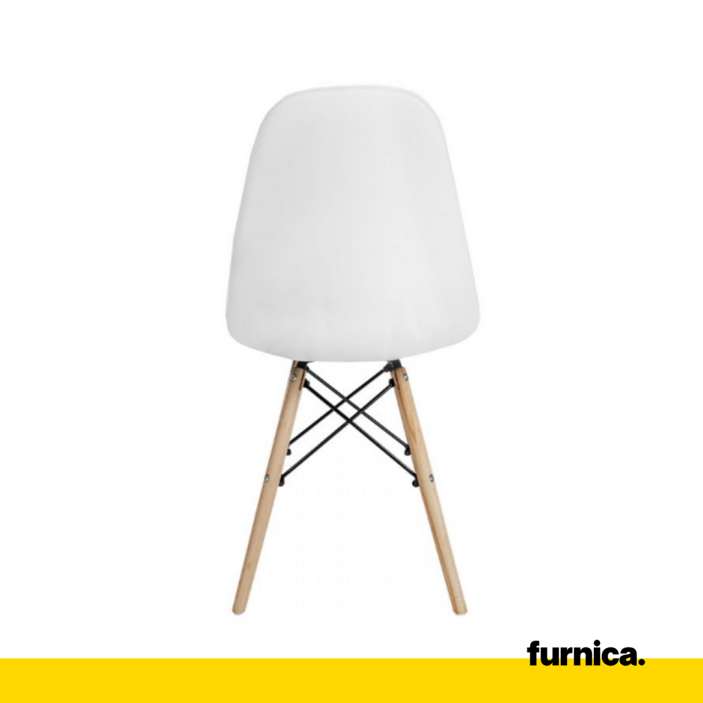 ANGELO - Kvalitní ekokožená jídelní / kancelářská židle s knoflíky a dřevěnými nohami - bílá