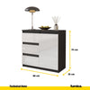MIKEL - Komoda se 3 šuplíky a 1 dveřmi - Skříň na uložení oblečení do ložnice - Anthracit / Bílý lesk H75cm W80cm D35cm