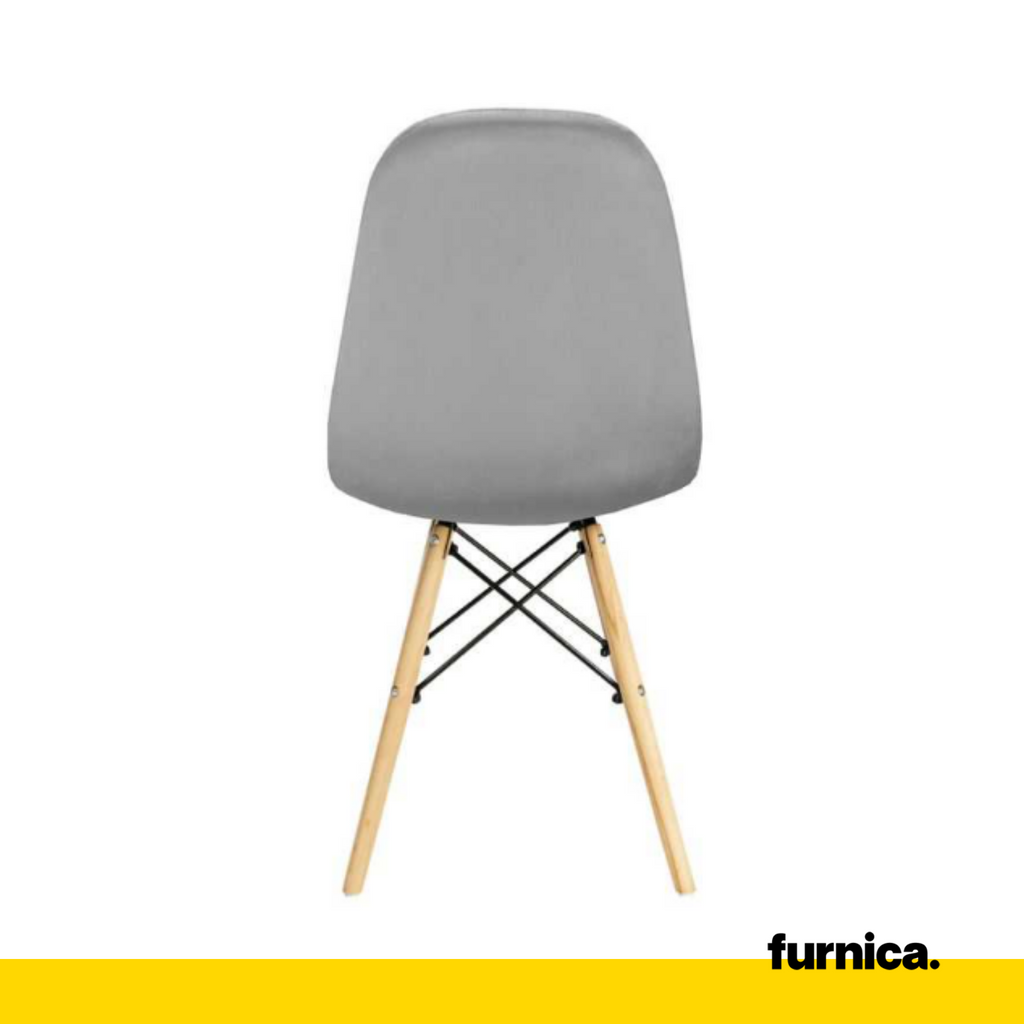 GIUSSEPPE - Potahovaná židlička do jídelny / kanceláře z potaženého sametu s dřevěnými nohami - šedá