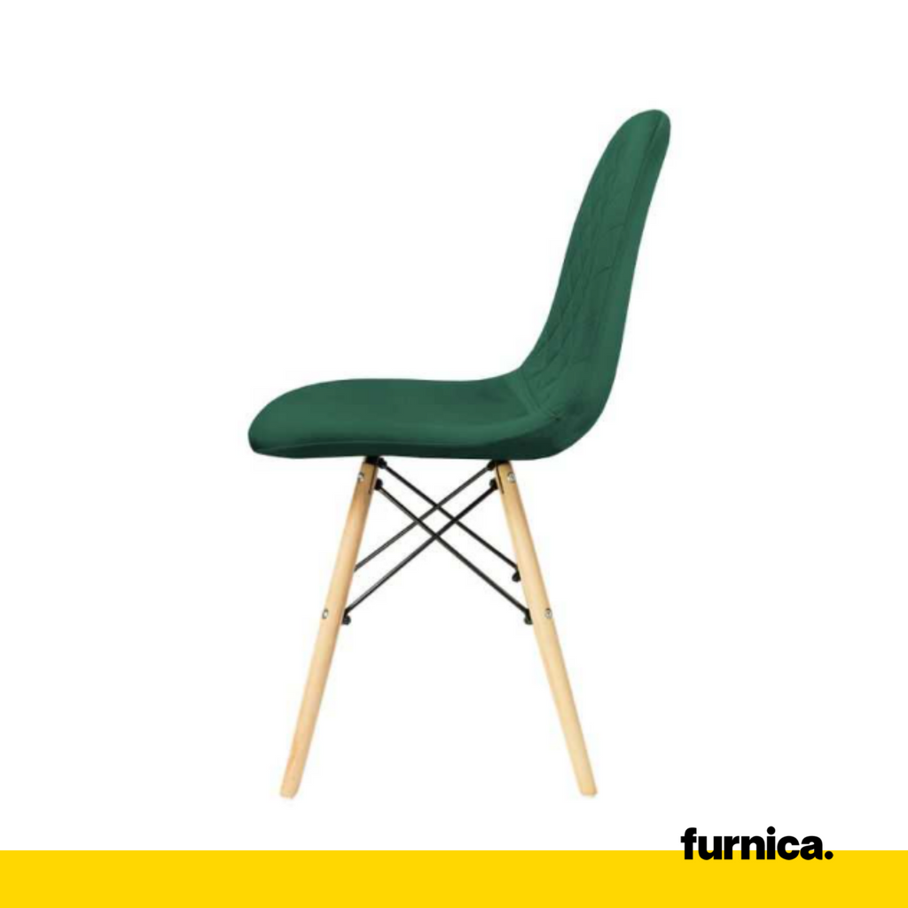 GIUSSEPPE - Potahovaná židli s dřevěnými nohami a výplní z plstěného sametu - zelená