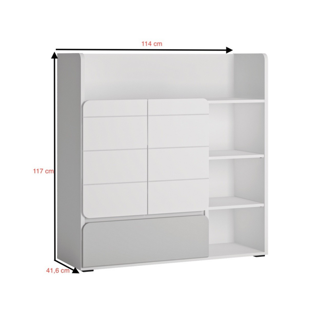 ALBI - Sada nábytku do dětského pokoje - bílý mat / chladně šedý lesk