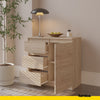 MIKEL - Komoda se 3 šuplíky a 1 dveřmi - Skříň na uložení oblečení do ložnice - Sonoma dub - Výška 75 cm, šířka 80 cm, hloubka 35 cm.