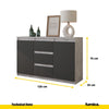 MIKEL - Komoda se 3 šuplíky a 2 dveřmi - Skříň na oblečení do ložnice - Beton / Antracit H75cm W120cm D35cm