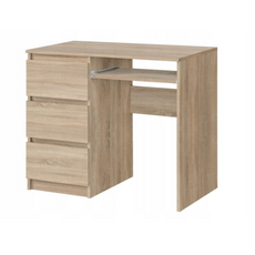 BRUNO - Počítačový stůl s 3 zásuvkami a výsuvnou klávesnicí H76cm W90cm D50cm Vlevo - Sonoma dub