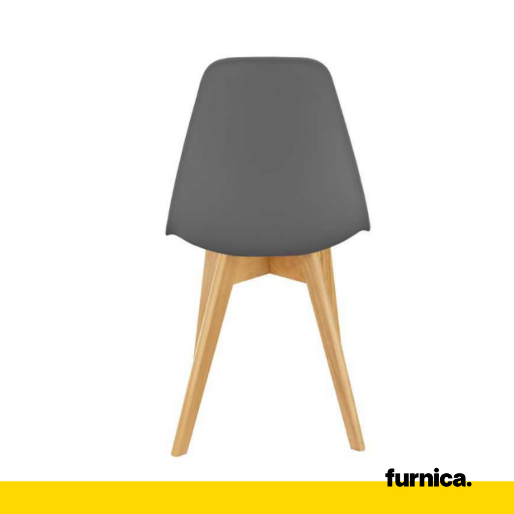 MARCELLO - Plastová jídelní / kancelářská židle s dřevěnými nohami - šedá