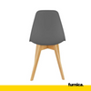 MARCELLO - Plastová jídelní / kancelářská židle s dřevěnými nohami - šedá