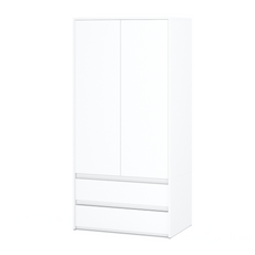 JOELLE - Skříň se 2 dveřmi a 2 zásuvkami - bílý matný povrch H180cm Š90cm H50cm