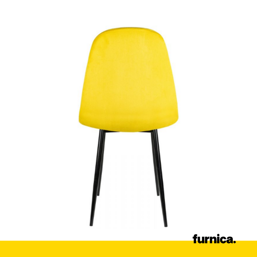 ROBERTO - Prošívaná sametová židle do jídelny / kanceláře s černými kovovými nohami - žlutá