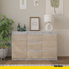 MIKEL - Komoda se 3 šuplíky a 2 dveřmi - Skříň na oblečení do ložnice - Beton / Sonoma dub - Výška 75 cm, šířka 120 cm, hloubka 35 cm.