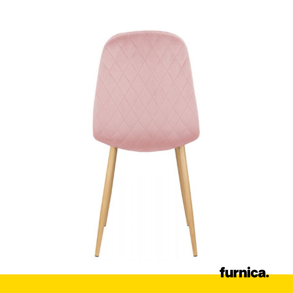 FLAVIO - Odolná sametová židle s dřevěnými nohami - růžová