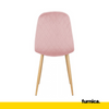 FLAVIO - Odolná sametová židle s dřevěnými nohami - růžová