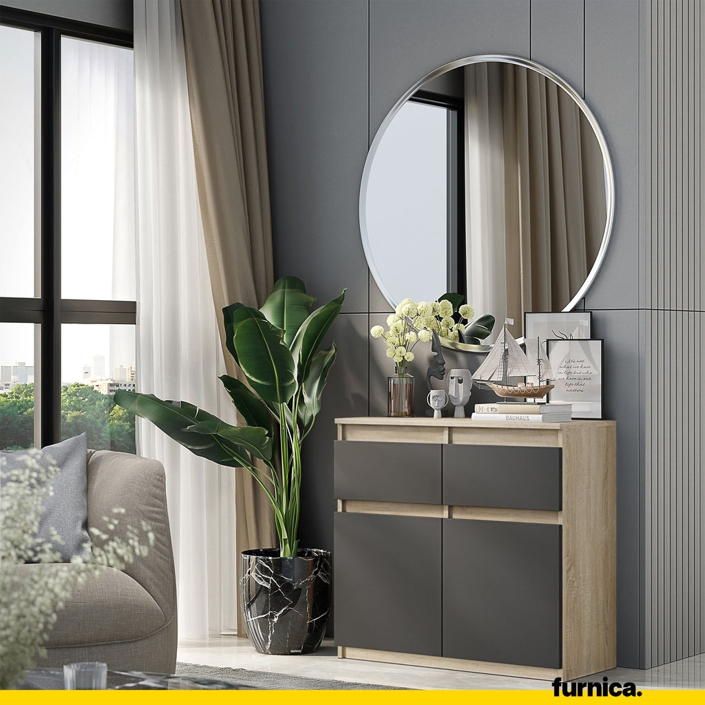 NOAH - Komoda se 2 šuplíky a 2 dveřmi - Skříň na uložení oblečení do ložnice - Sonoma dub / antracit H75cm W80cm D35cm