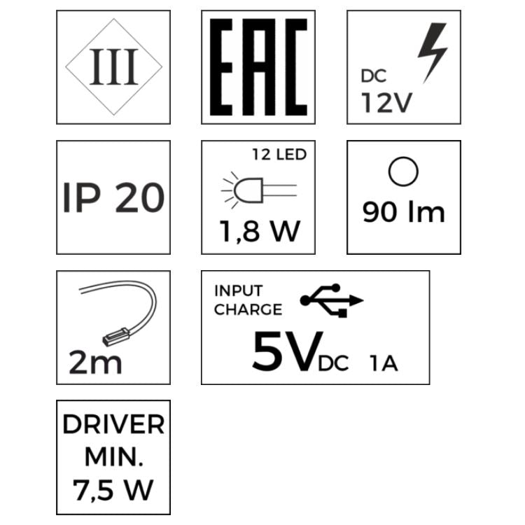 2 ložnice LED lampy s USB + napájecím zdrojem (F02)