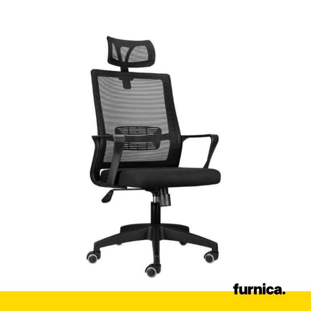 FABIO III - Kancelářská židle potažená vysoce kvalitním mikrosíťovým materiálem - černá V128cm Š66cm