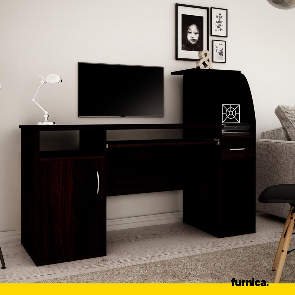 ROBIN - Počítačový stůl s 1 šuplíkem a 1 dveřmi a výsuvnou klávesnicí - Wenge H112cm W150cm D50cm