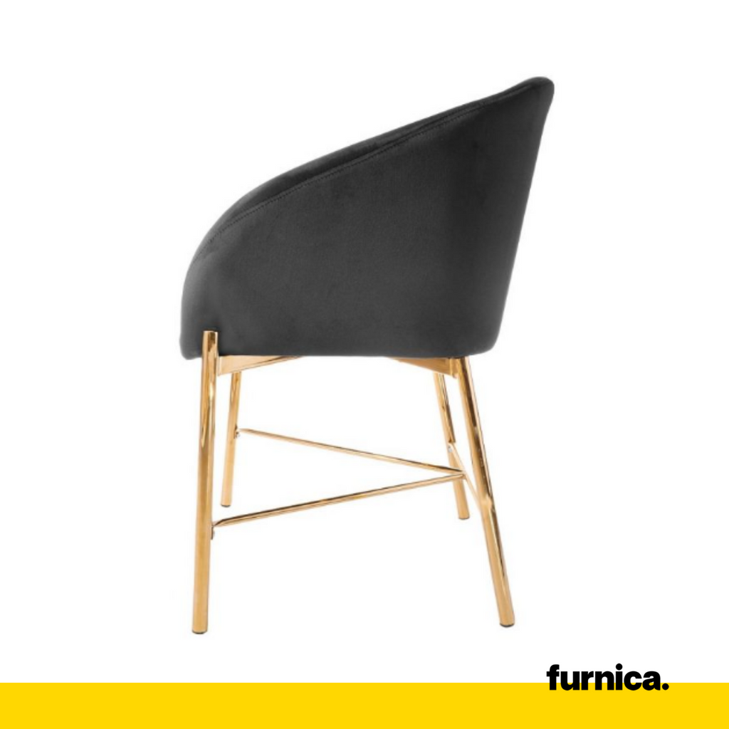 LORENZO - židle s potahem z velurového sametu a zlatými chromovanými nohami - černá