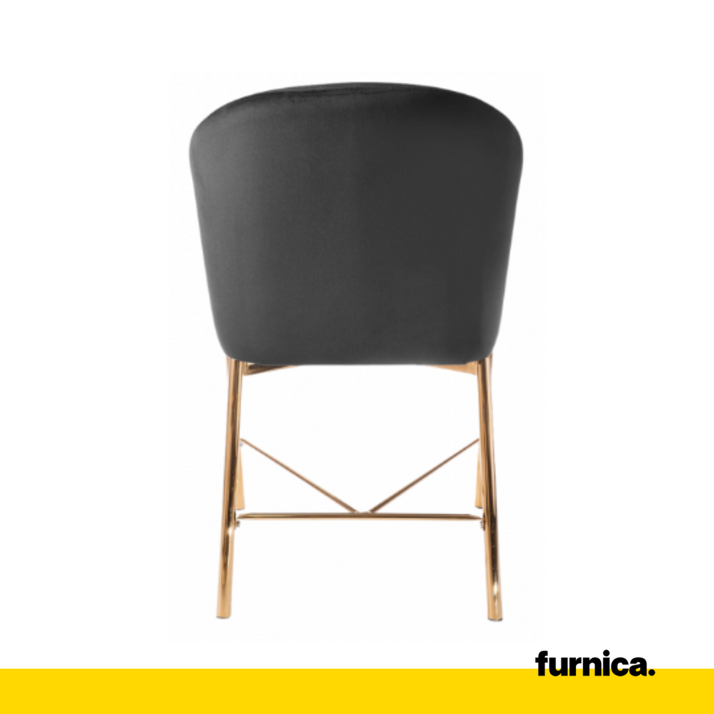 LORENZO - židle s potahem z velurového sametu a zlatými chromovanými nohami - černá