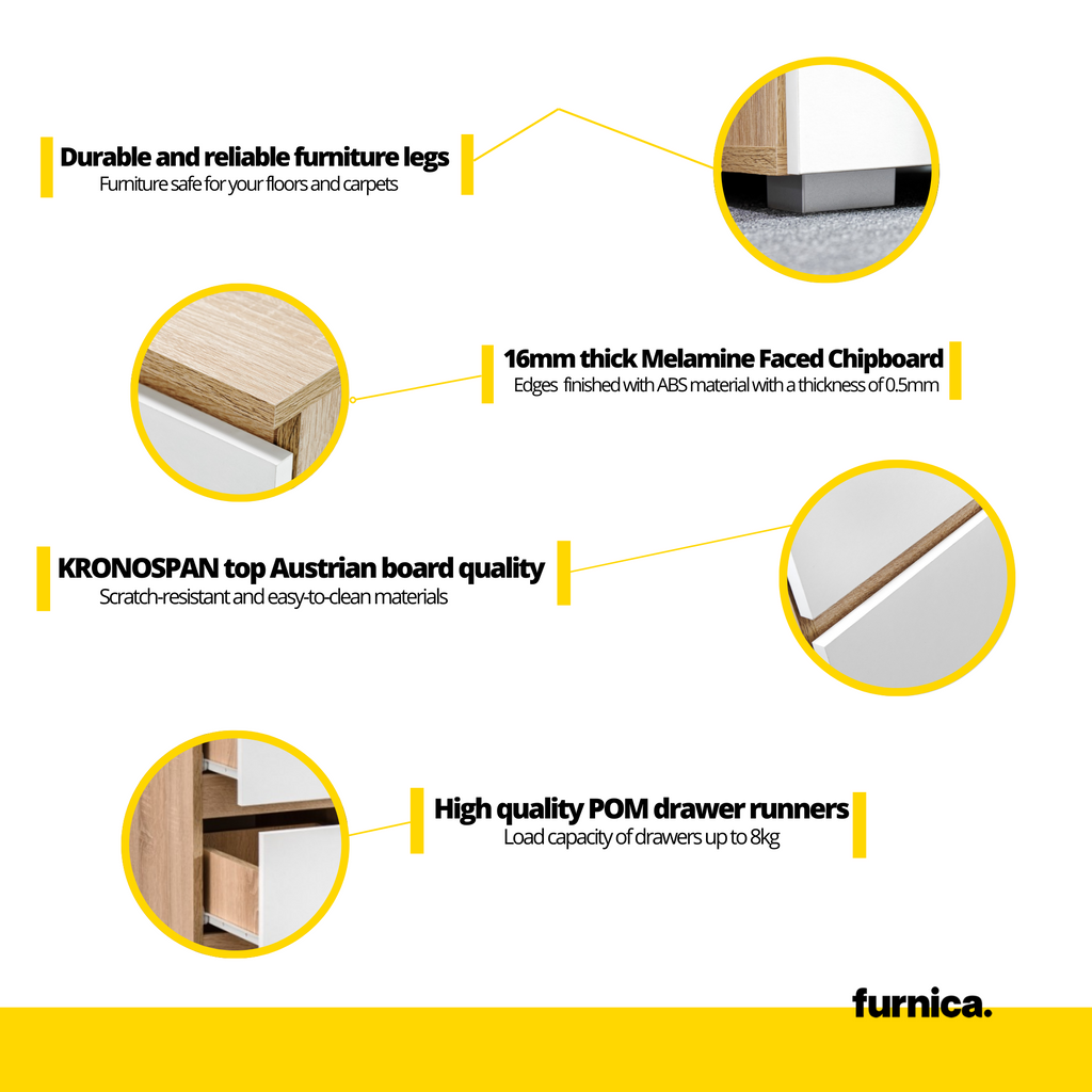 CUBA - Počítačový stůl s 6 šuplíky s push to open mechanismem a výsuvnou klávesnicí H78cm W130cm D50cm - bílý matný