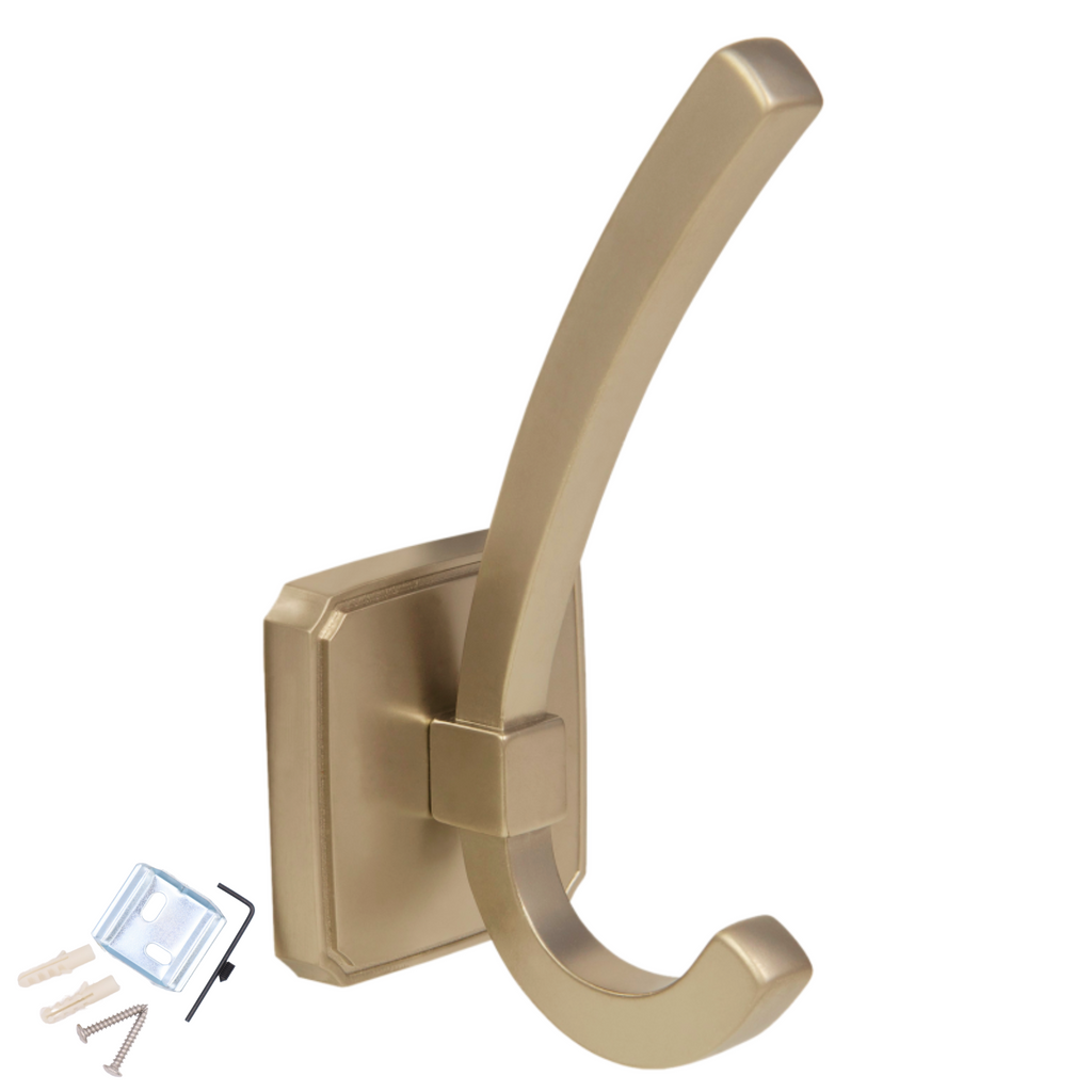 Dvojitý háček na klobouky a kabáty - 122 mm - matně zlatý