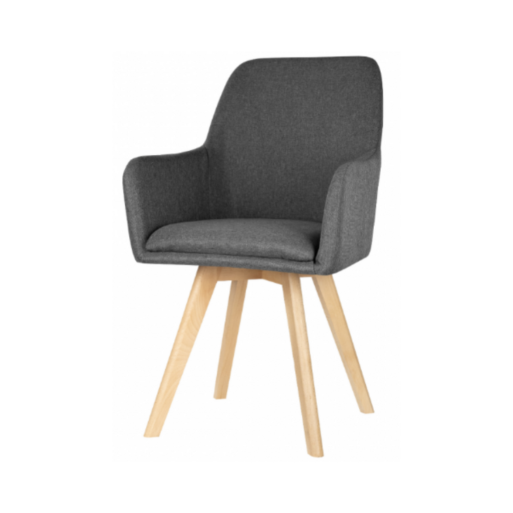 ALBERTO - Odolná látková jídelní / kancelářská židle s dřevěnými nohami - tmavě šedá
