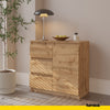 MIKEL - Komoda se 3 šuplíky a 1 dveřmi - Skříň na oblečení do ložnice - Skříňka na uložení - Wotan dub - V: 75 cm, Š: 80 cm, H: 35 cm