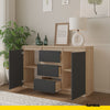 MIKEL - Komoda se 3 šuplíky a 2 dveřmi - Skříň na oblečení do ložnice - Sonoma dub / antracit H75cm W120cm D35cm