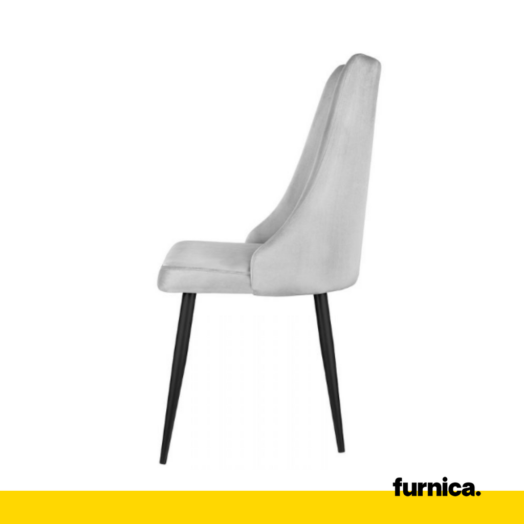 FRANCESCO - Odolná sametová židle s čalouněním z veluru a černými kovovými nohami - šedá