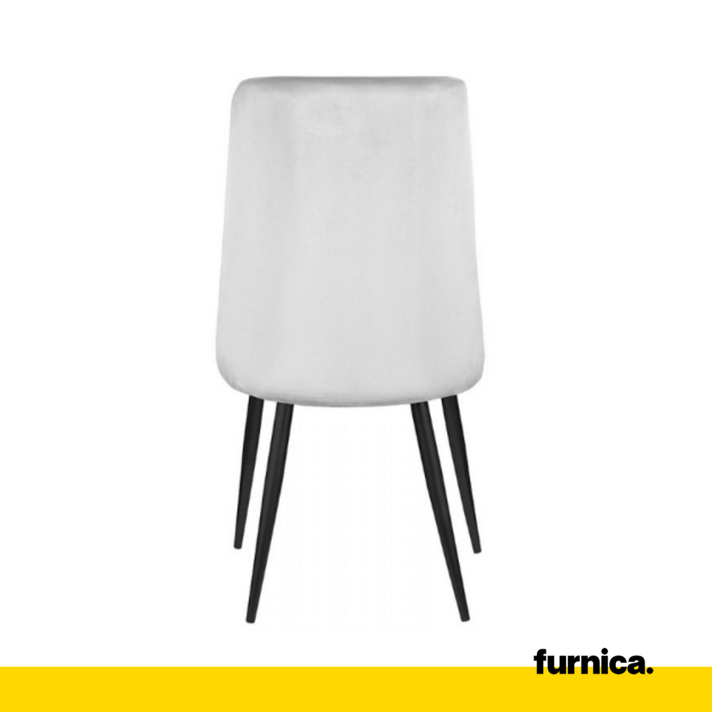 FRANCESCO - Odolná sametová židle s čalouněním z veluru a černými kovovými nohami - šedá