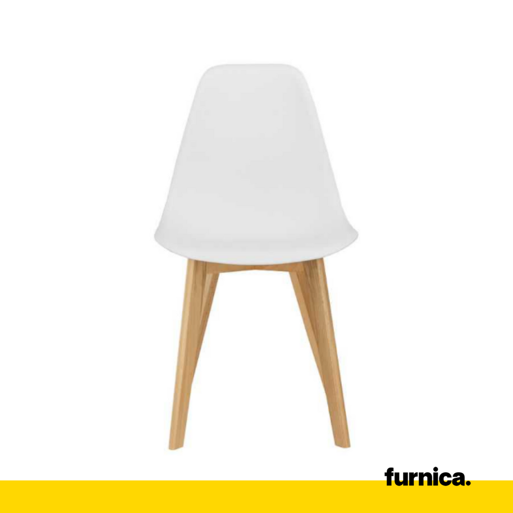 MARCELLO - Plastová jídelní / kancelářská židle s dřevěnými nohami - bílá