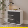 MIKEL - Komoda se 3 šuplíky a 1 dveřmi - Skříň na uložení oblečení do ložnice - Bílá matná / Antracitová - Výška 75 cm, šířka 80 cm, hloubka 35 cm.
