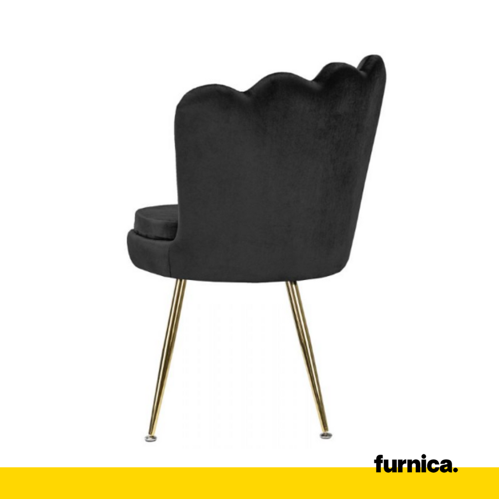 LUIGI - Čalouněná židli s potahem z plstěného sametu a zlatými chromovanými nohami - černá