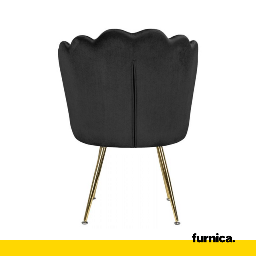 LUIGI - Čalouněná židli s potahem z plstěného sametu a zlatými chromovanými nohami - černá