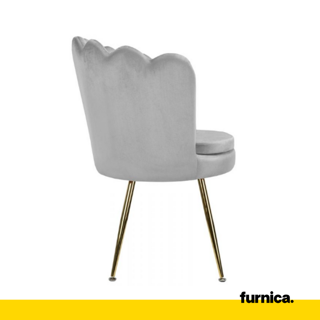 LUIGI - Potahovaná židli s potahem z plstěného sametu a zlatými chromovanými nohami - šedá