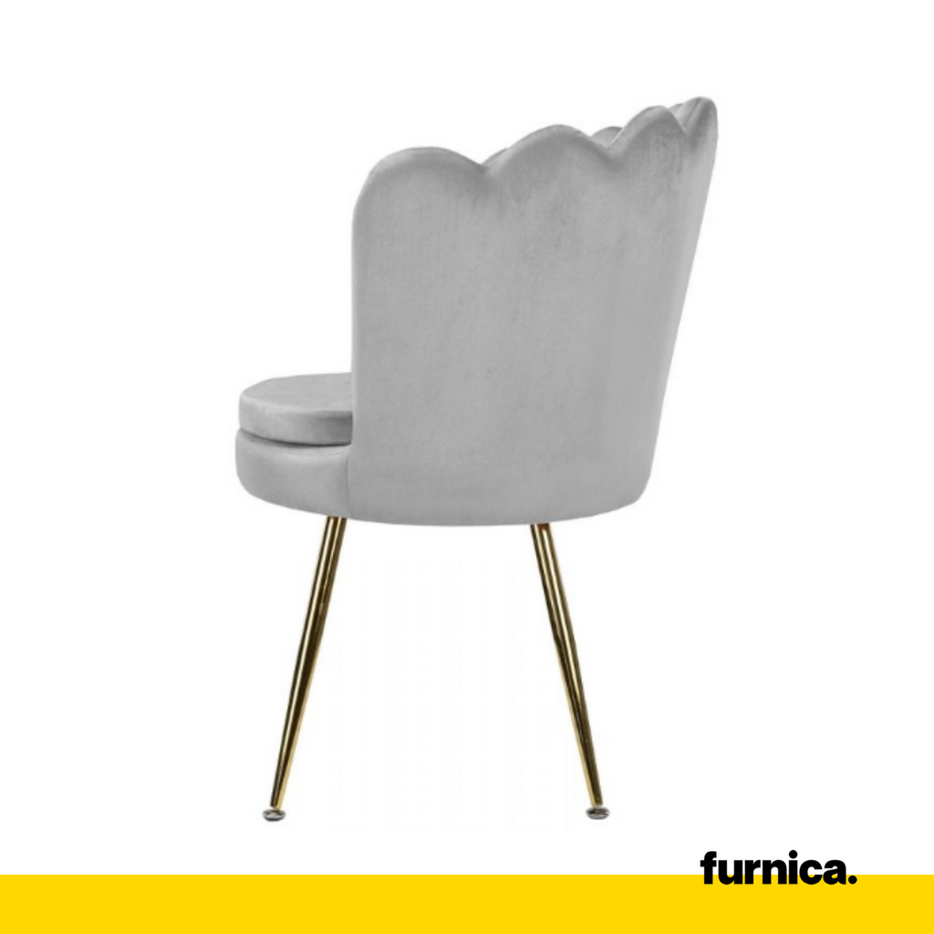 LUIGI - Potahovaná židli s potahem z plstěného sametu a zlatými chromovanými nohami - šedá