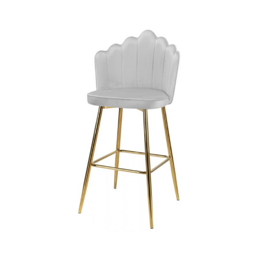 LUIGI - Prošívaný sametový jídelní / kancelářský stolička s pozlacenými chromovými nohami - šedá