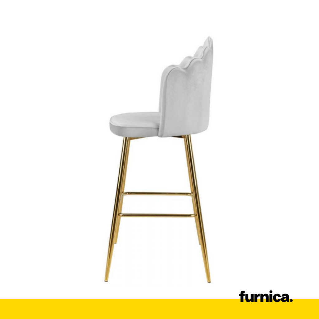 LUIGI - Prošívaný sametový jídelní / kancelářský stolička s pozlacenými chromovými nohami - šedá