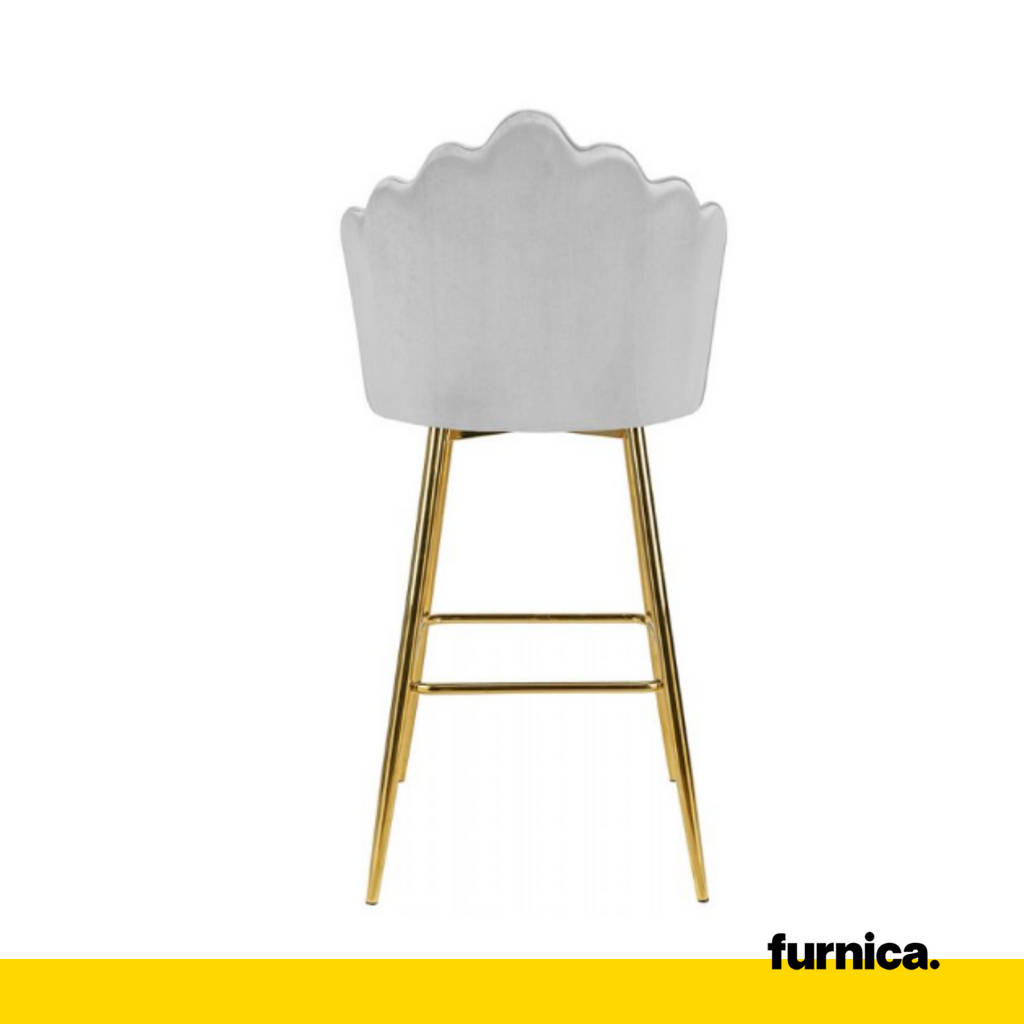 LUIGI - Prošívaný sametový jídelní / kancelářský stolička s pozlacenými chromovými nohami - šedá