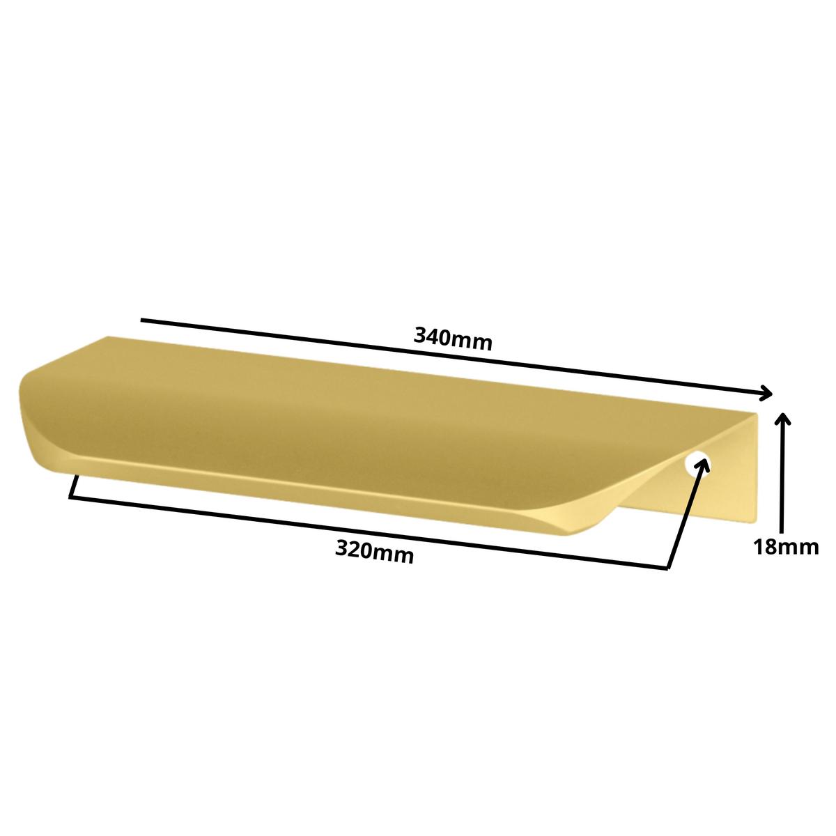 Hranový úchytný profil UA02 320 mm (celková délka 340 mm) - zlatá