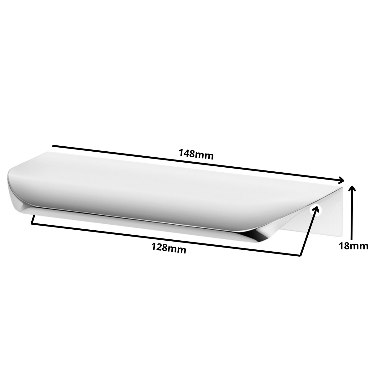 Hranový úchytný profil UA02 128 mm (celková délka 148 mm) - elektrolyticky leštěná
